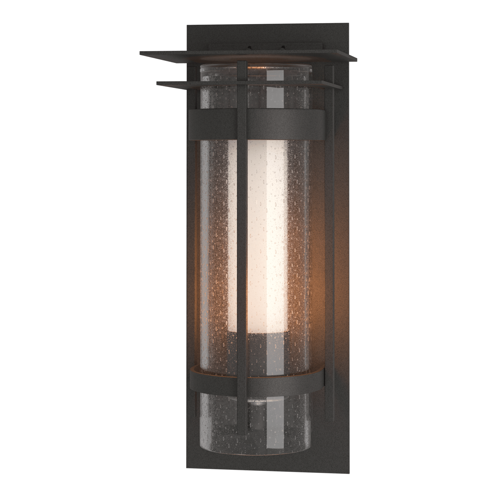 Hubbardton Forge Torch XL Outdoor Sconce with Top Plate Outdoor l Wall Hubbardton Forge Coastal Natural Iron Seeded Glass with Opal Diffuser (ZS) 