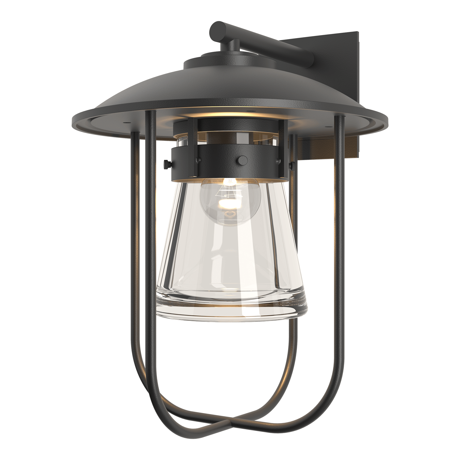 Hubbardton Forge Erlenmeyer Large Outdoor Sconce Outdoor l Wall Hubbardton Forge Coastal Black Clear Glass (ZM) 