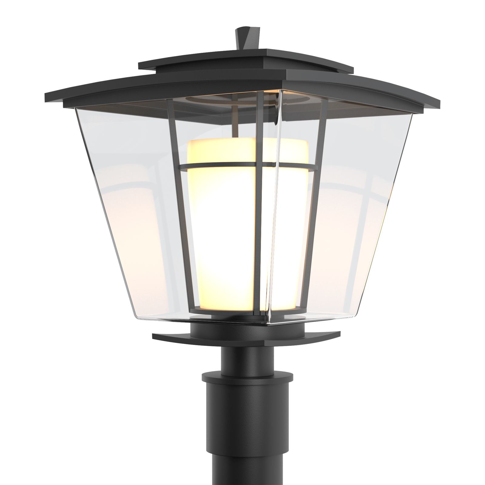 Hubbardton Forge Beacon Hall Outdoor Post Light Outdoor l Post/Pier Mounts Hubbardton Forge Coastal Black Clear Glass with Opal Diffuser (ZU) 