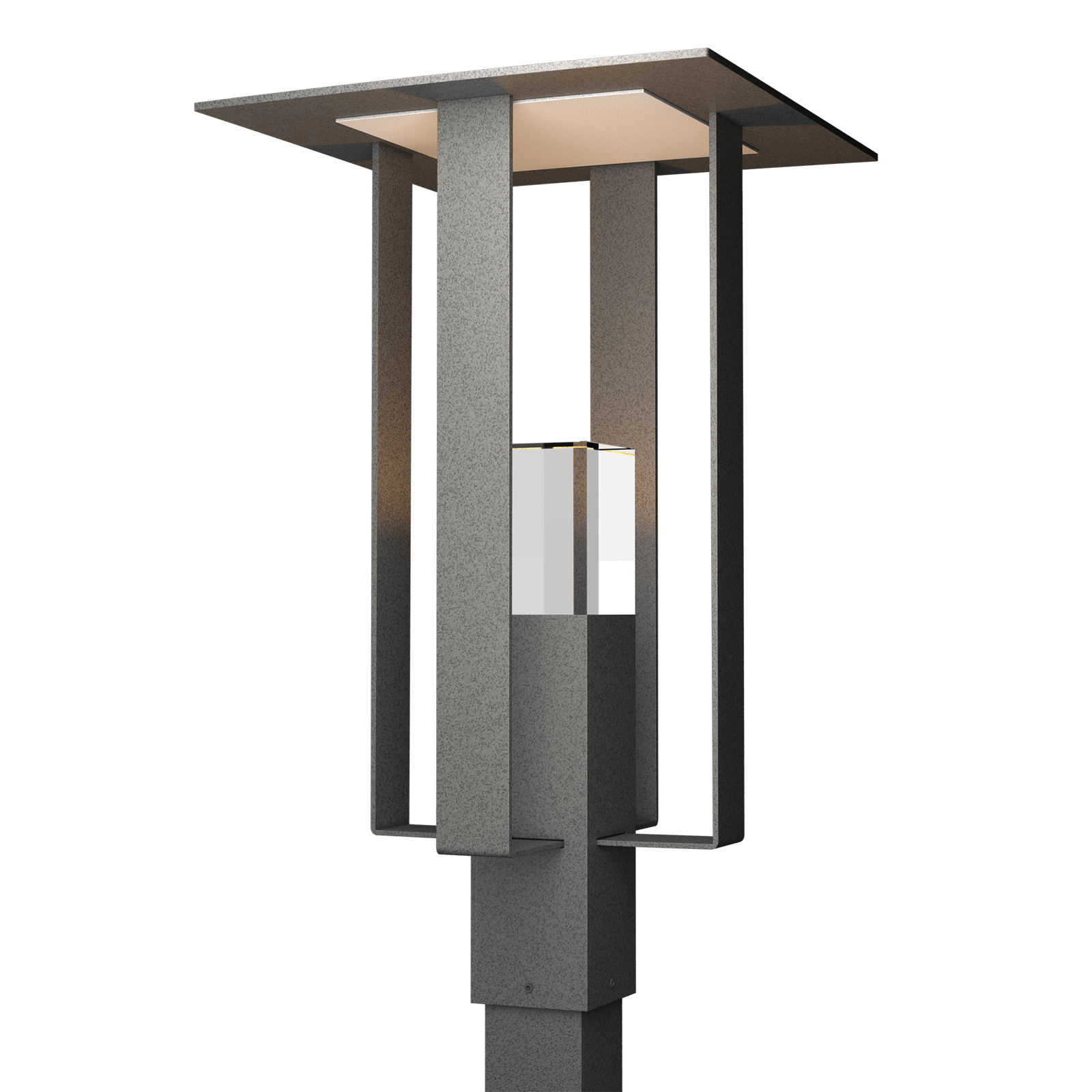 Hubbardton Forge Shadow Box Outdoor Post Light Outdoor l Post/Pier Mounts Hubbardton Forge Coastal Natural Iron Clear Glass (ZM) Coastal Silver
