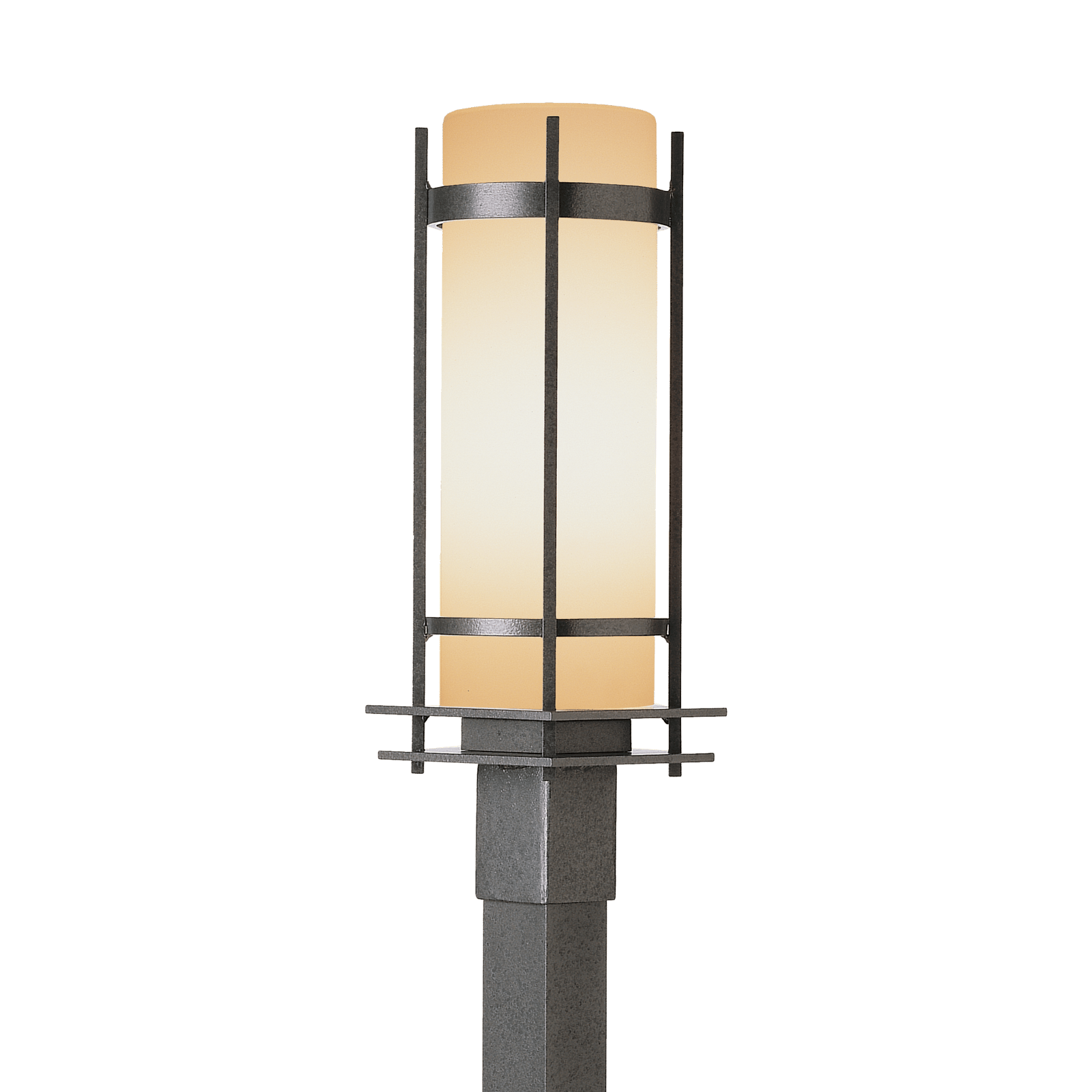 Hubbardton Forge Banded Outdoor Post Light Outdoor l Post/Pier Mounts Hubbardton Forge Coastal Natural Iron Opal Glass (GG) 