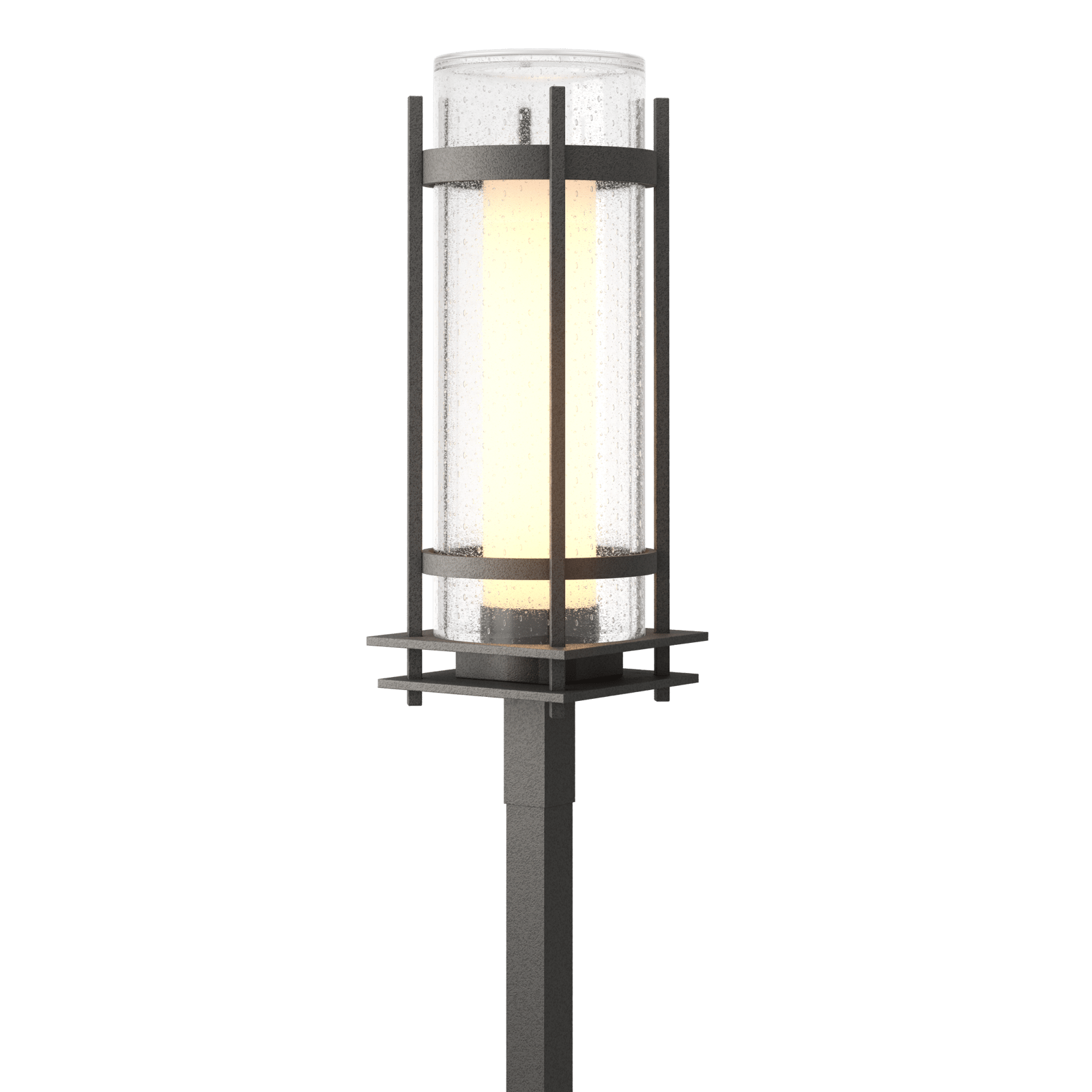 Hubbardton Forge Torch Outdoor Post Light Outdoor l Post/Pier Mounts Hubbardton Forge Coastal Natural Iron Seeded Glass with Opal Diffuser (ZS) 