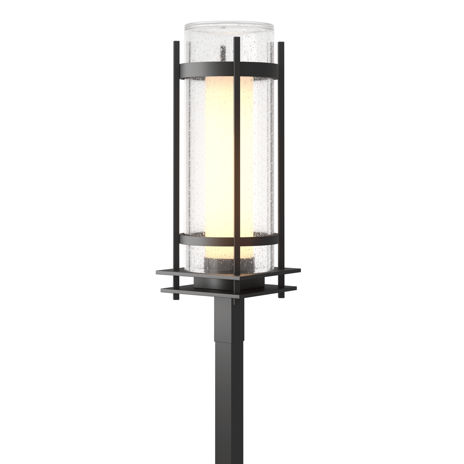 Hubbardton Forge Torch Outdoor Post Light Outdoor l Post/Pier Mounts Hubbardton Forge Coastal Black Seeded Glass with Opal Diffuser (ZS) 
