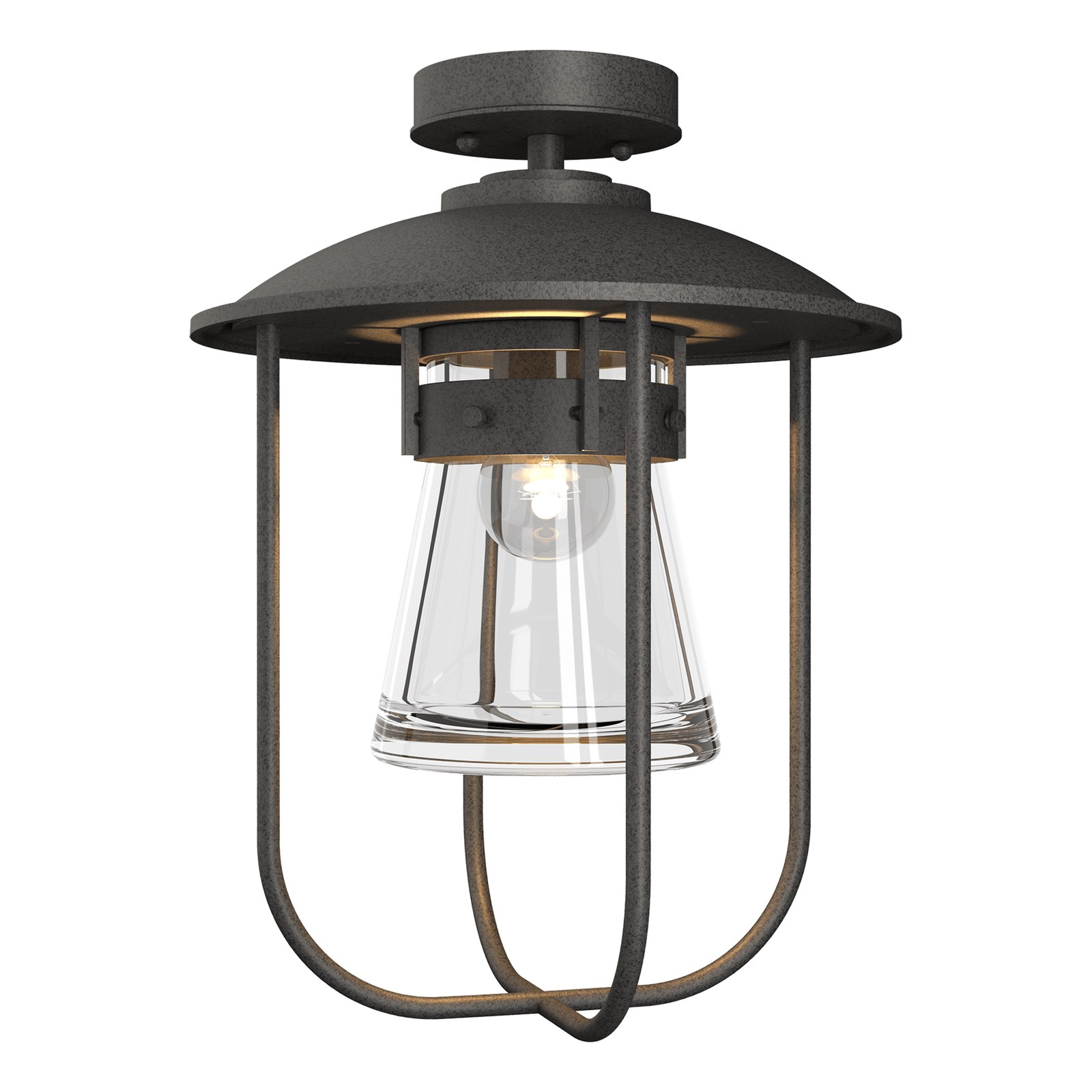 Hubbardton Forge Erlenmeyer Outdoor Semi-Flush Outdoor l Wall Hubbardton Forge Coastal Natural Iron Clear Glass (ZM) 