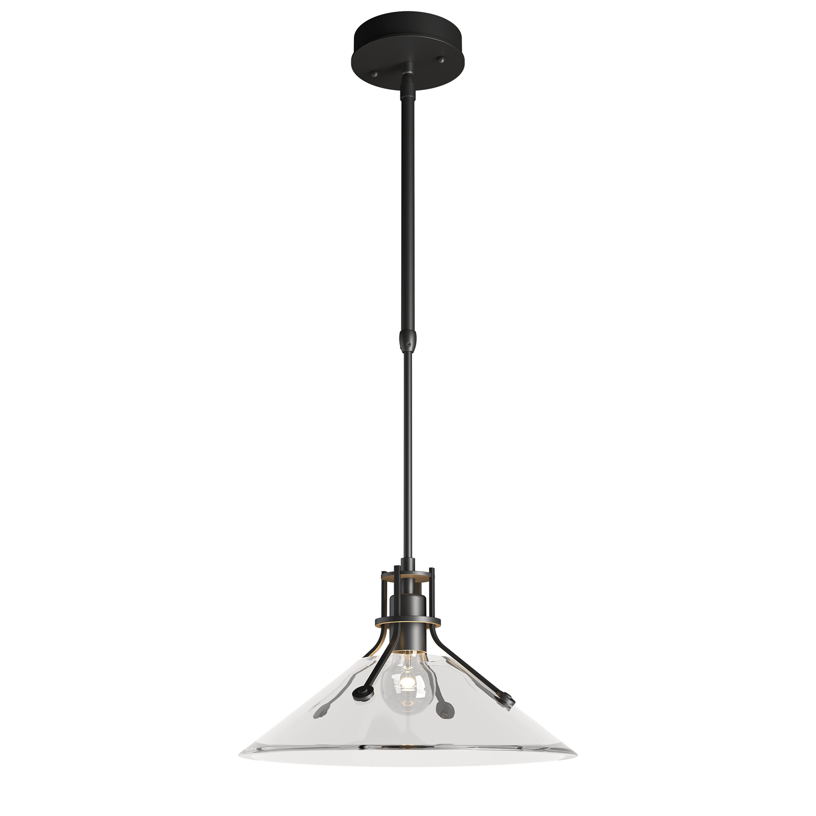 Hubbardton Forge Henry Outdoor Pendant with Glass Medium Outdoor Light Fixture l Hanging Hubbardton Forge Coastal Black Clear Glass (ZM) 