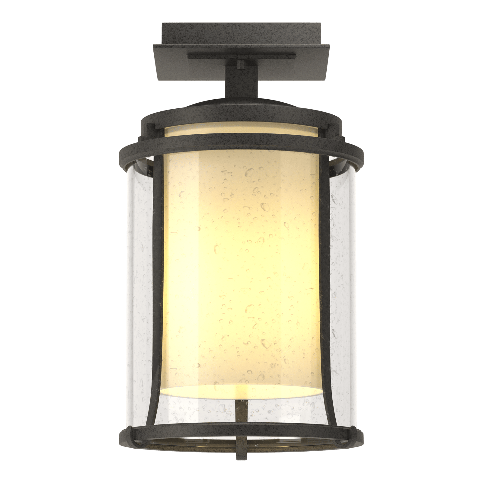 Hubbardton Forge Meridian Outdoor Semi-Flush Outdoor l Wall Hubbardton Forge Coastal Natural Iron Seeded Glass with Opal Diffuser (ZS) 