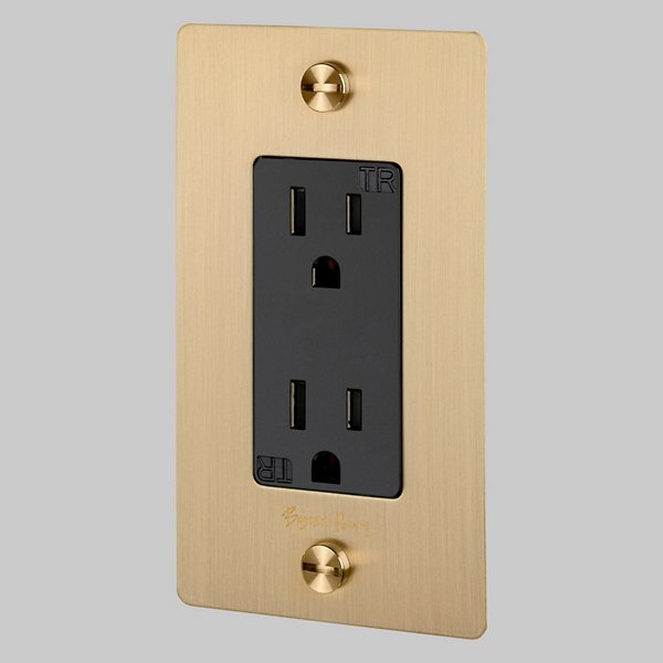Buster + Punch 1G Duplex Outlet Complete Kit Lighting Controls Buster + Punch Brass Brass Black