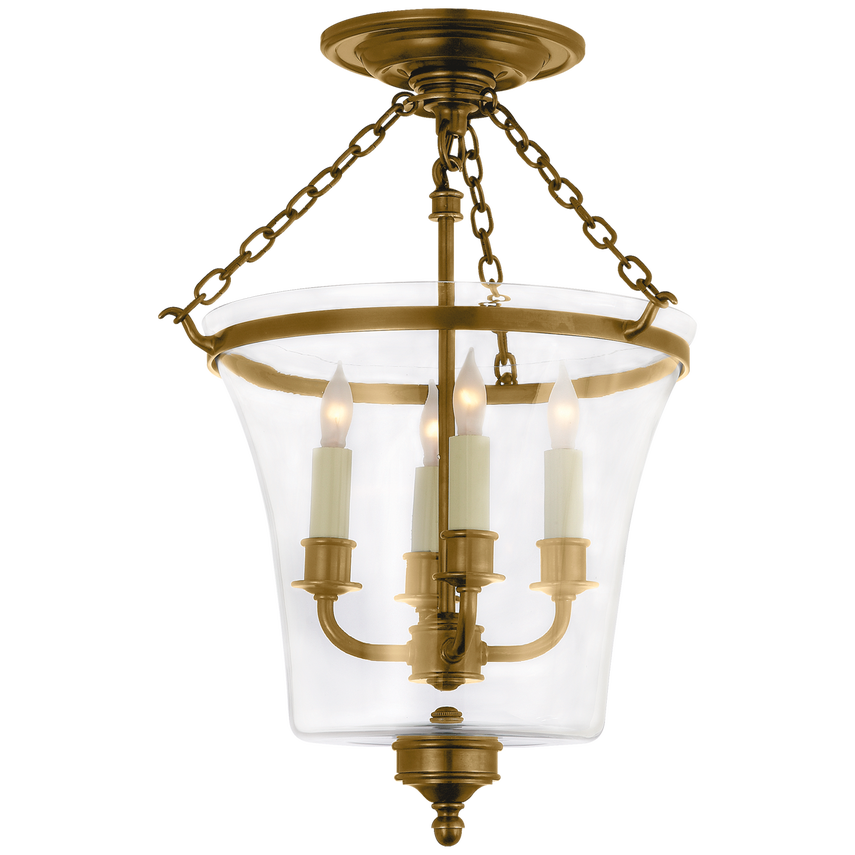 Visual Comfort & Co. Sussex Semi-Flush Bell Jar Lantern Ceiling Lights Visual Comfort & Co. Antique-Burnished Brass  