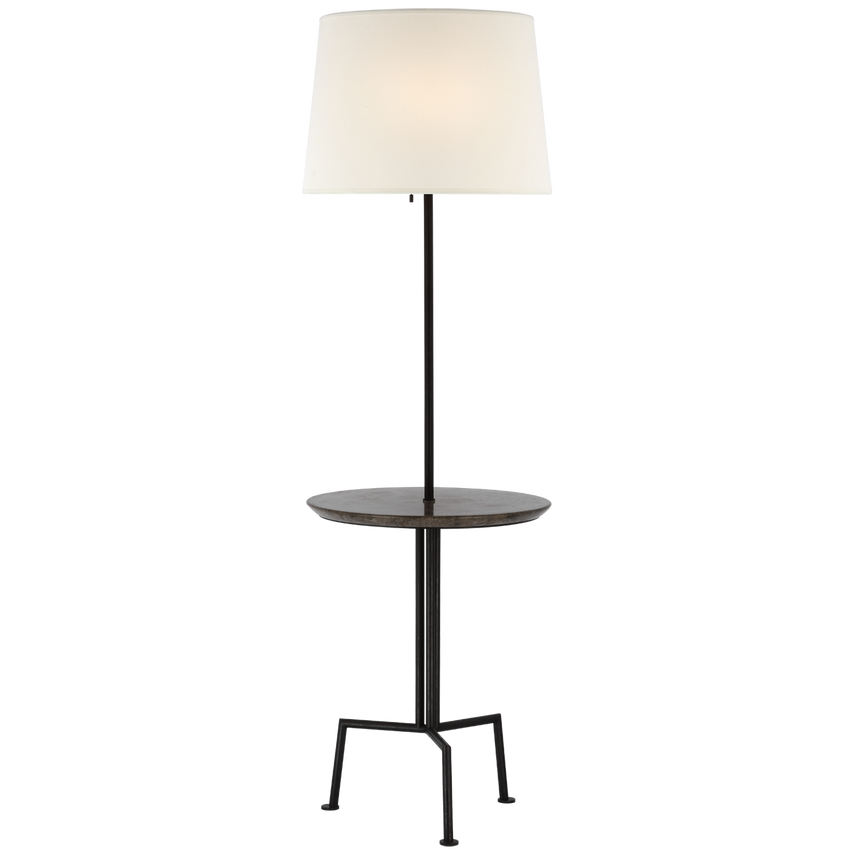Visual Comfort & Co. Tavlian Large Tray Table Floor Lamp Floor Lamps Visual Comfort & Co. Aged Iron and Gray Marble  