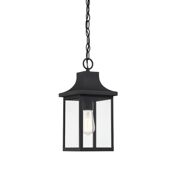 Savoy House Meridian  Outdoor | Hanging Lantern Outdoor | Hanging Lantern Savoy House 7.25x7.25x15.25 Black Clear