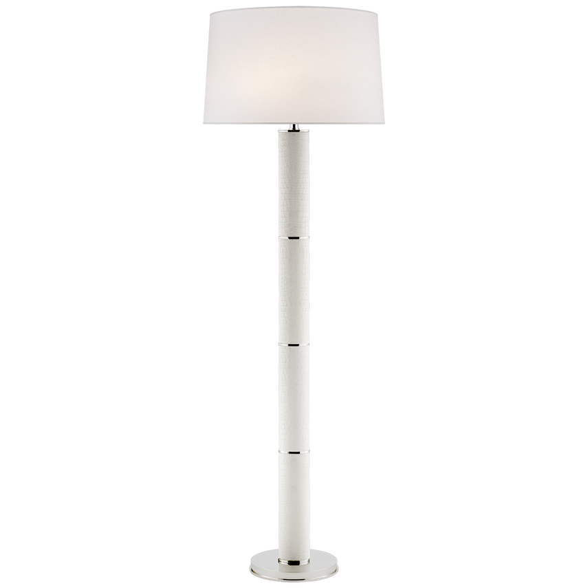 Visual Comfort & Co. Upper Fifth Floor Lamp Floor Lamps Visual Comfort & Co. Ivory Faux Croc With Polished Nickel  