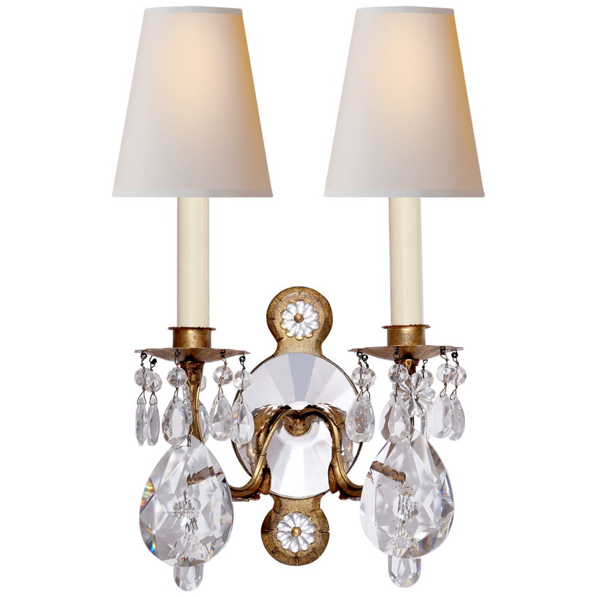 Visual Comfort & Co. Yves Crystal Double Arm Sconce