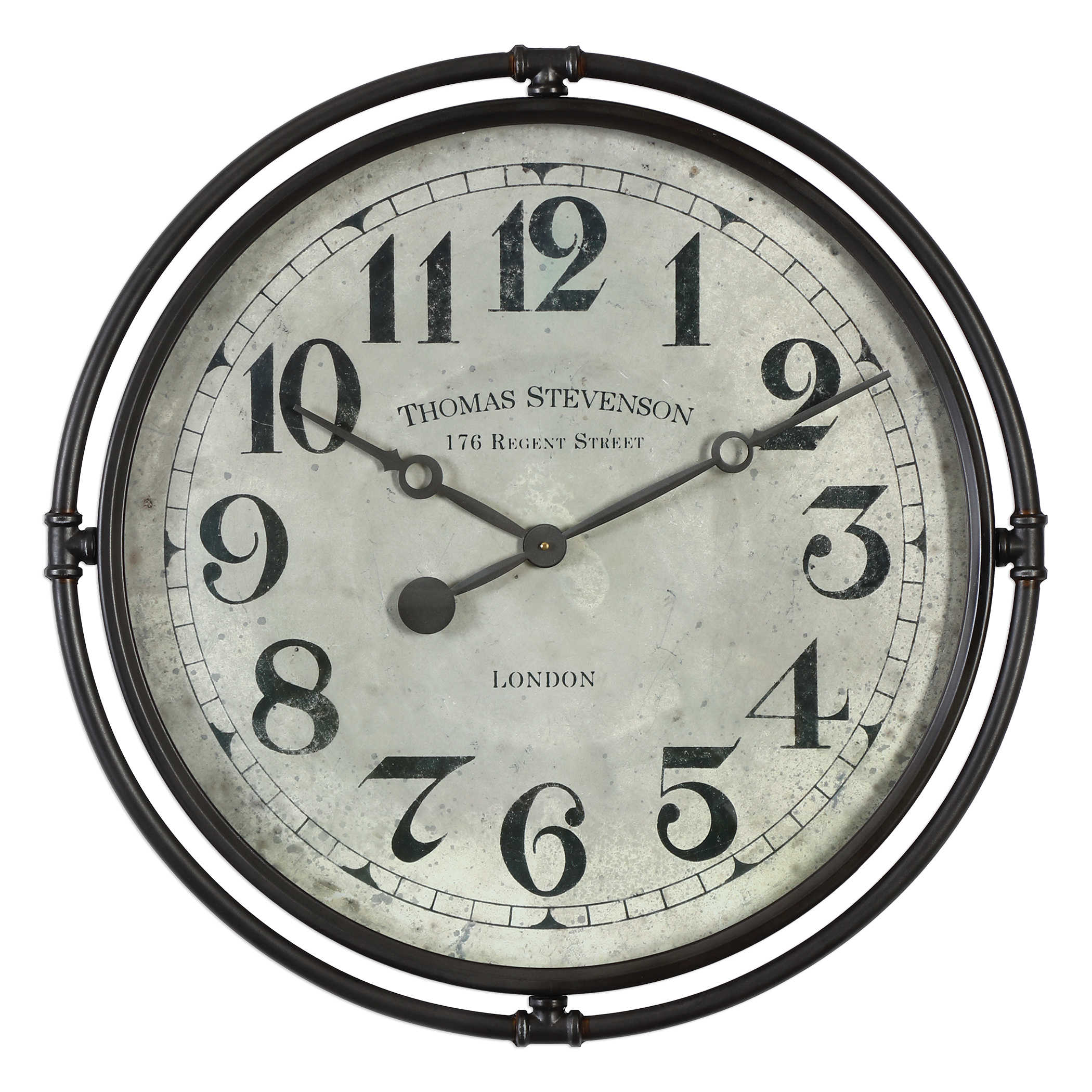 Uttermost Nakul Industrial Wall Clock Décor/Home Accent Uttermost IRON,MDF,GLASS,MOVEMENT  