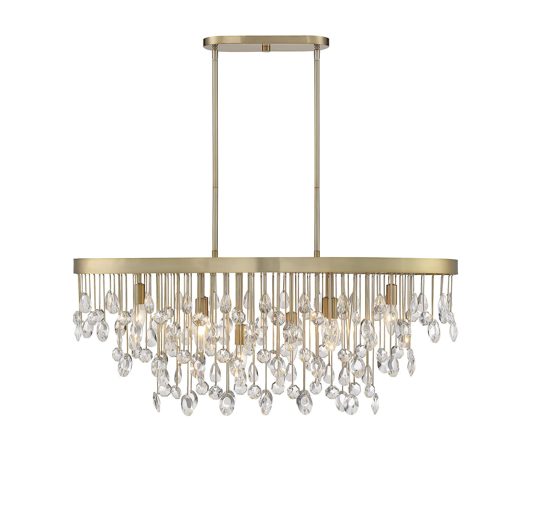 Savoy House Livorno 8-Light Linear Chandelier in Noble Brass 1-1847-8-127 Linear Suspension Light Savoy House   