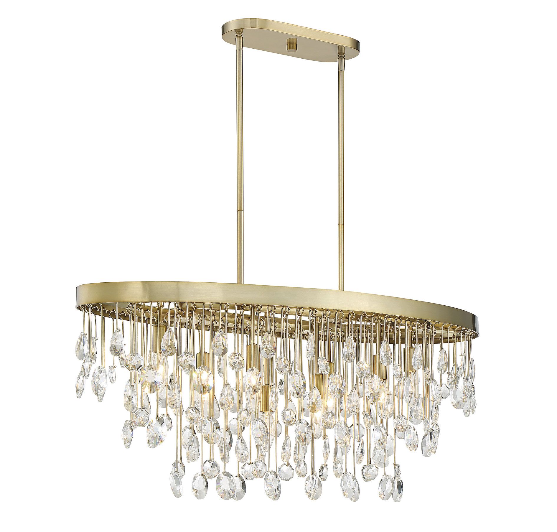 Savoy House Livorno 8-Light Linear Chandelier in Noble Brass 1-1847-8-127 Linear Suspension Light Savoy House   