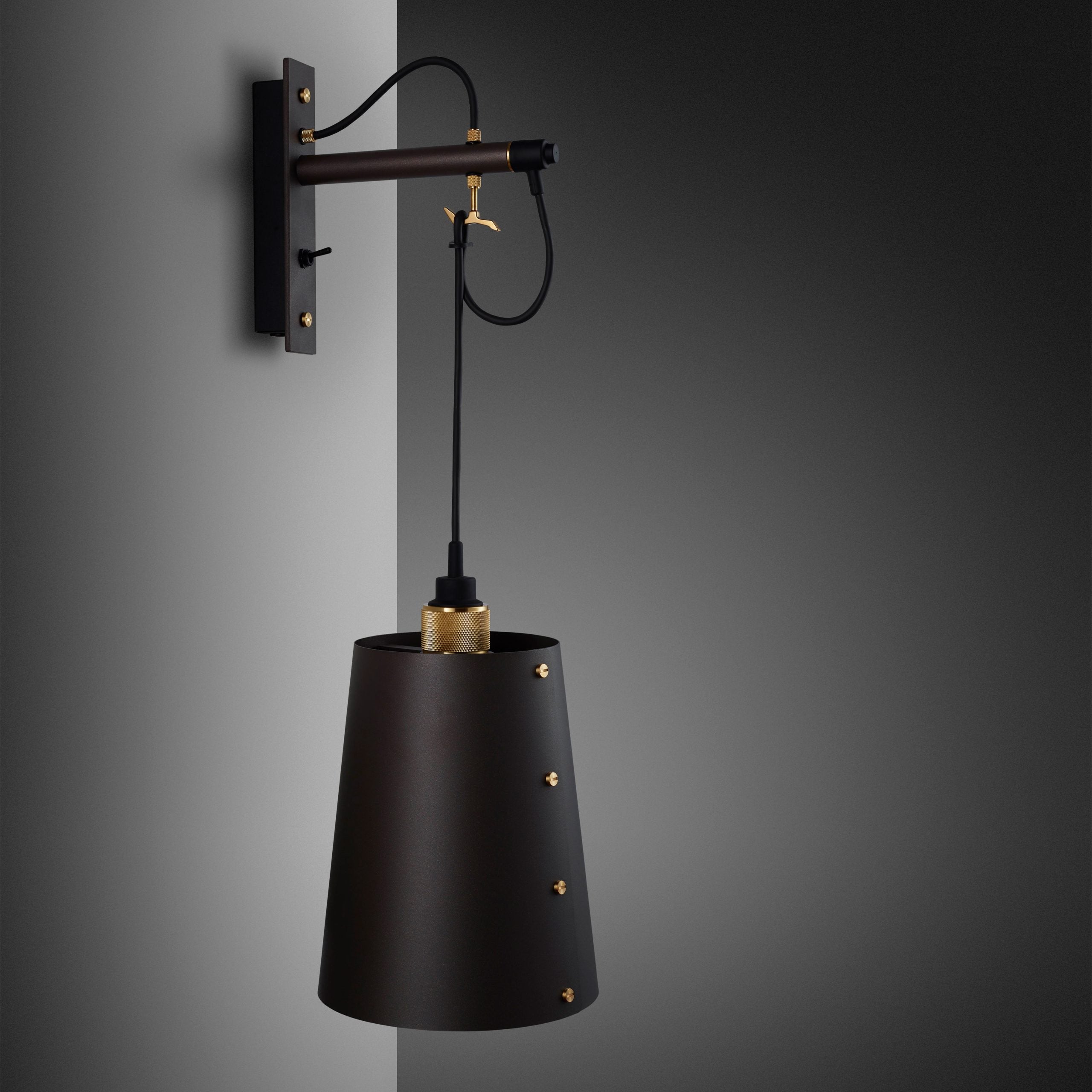 Buster + Punch Hooked Wall Sconce Wall Light Fixtures Buster + Punch Graphite/Brass & Graphite Shade Large 
