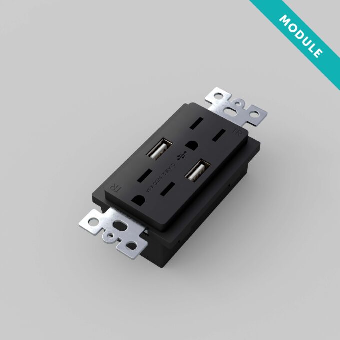 Buster + Punch Combination Duplex Outlet and USB Charger Module Lighting Controls Buster + Punch Black  