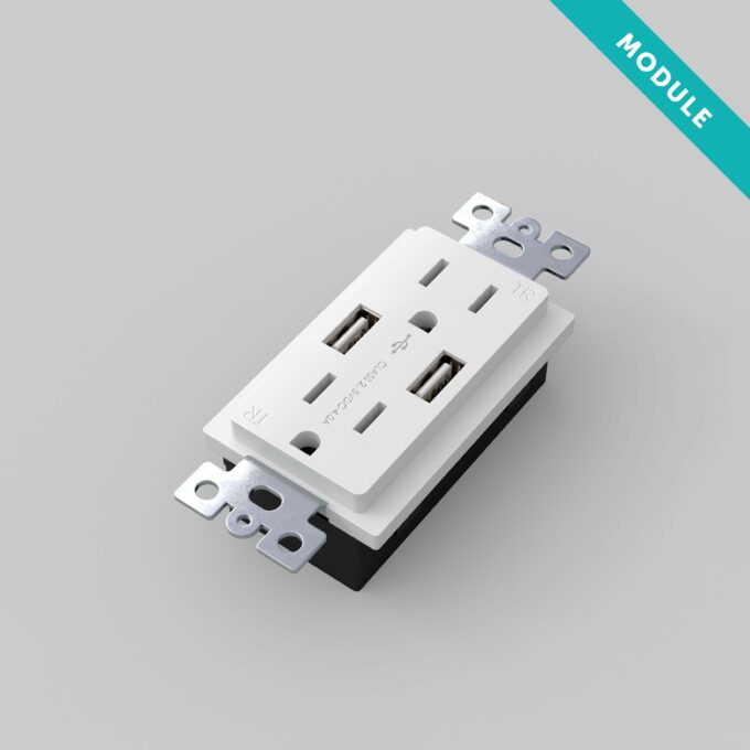 Buster + Punch Combination Duplex Outlet and USB Charger Module Lighting Controls Buster + Punch White  