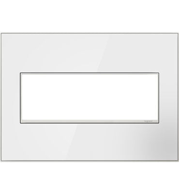 Adorne Mirror White-on-White Wall Plate Lighting Controls Legrand Mirror White 3-Gang 