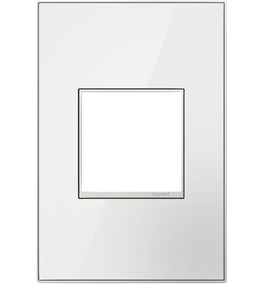 Adorne Mirror White-on-White Wall Plate Lighting Controls Legrand Mirror White 1-Gang 