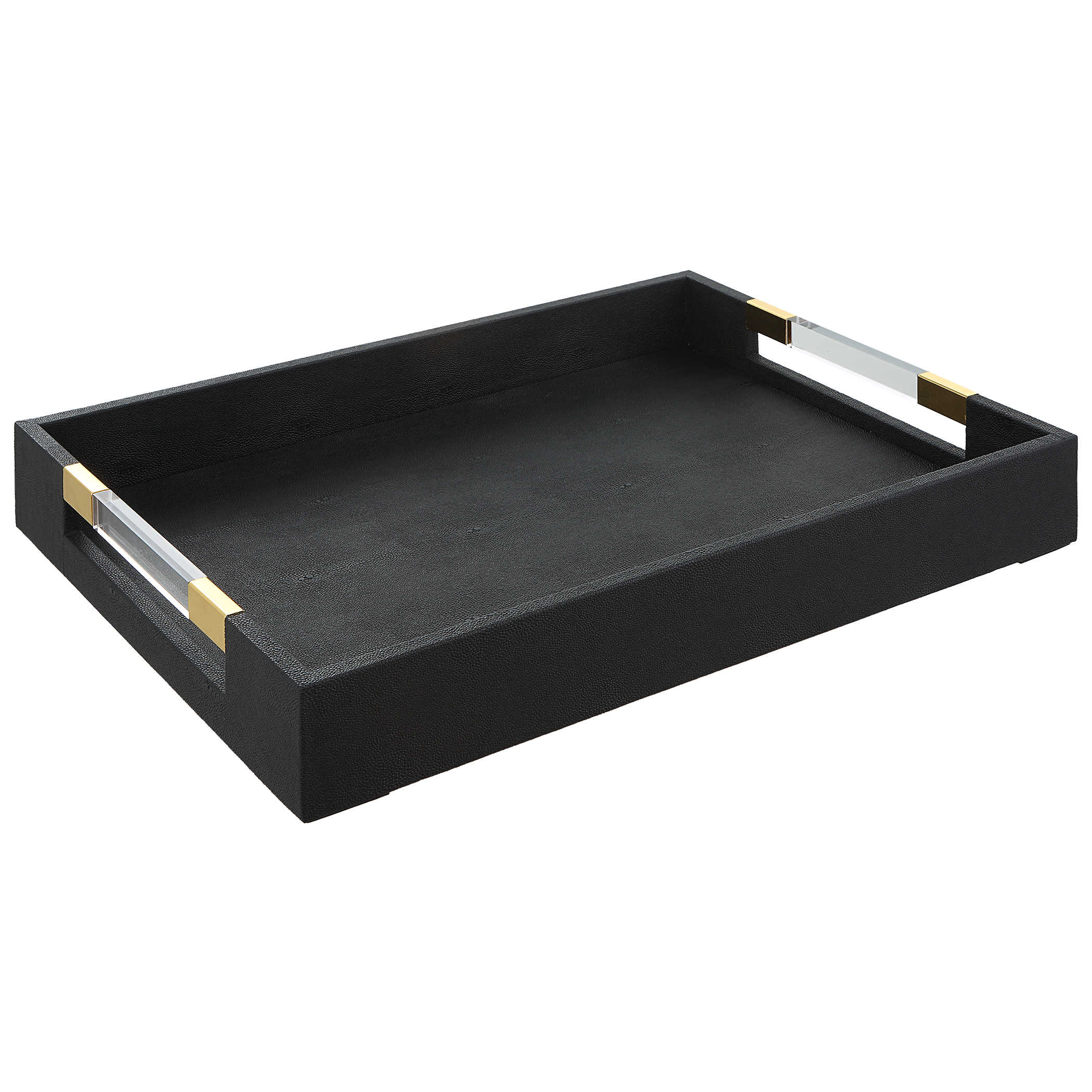 Uttermost Wessex Black Shagreen Tray Décor/Home Accent Uttermost MDF,SHARGREEN PU AND HARDWARE  