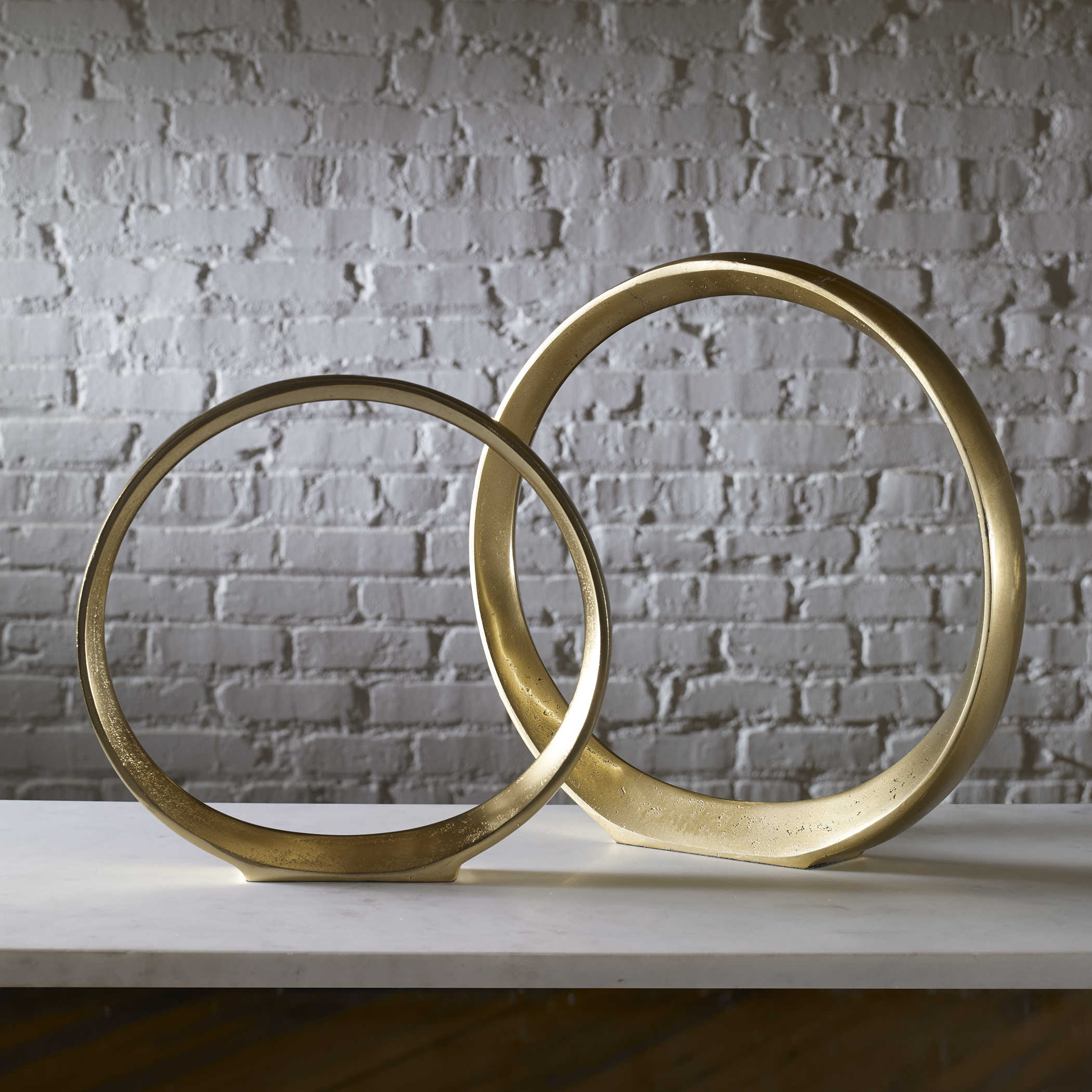Uttermost Jimena Gold Ring Sculptures Set/2 Décor/Home Accent Uttermost Aluminum  