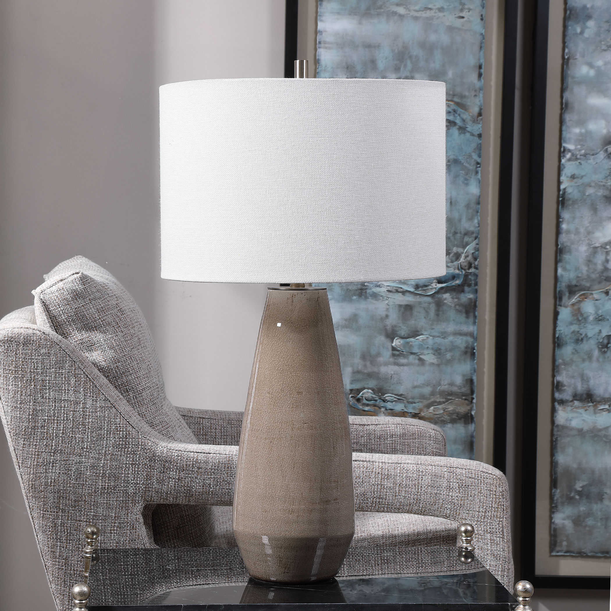 Uttermost Volterra Taupe-Gray Table Lamp Lamp Uttermost   