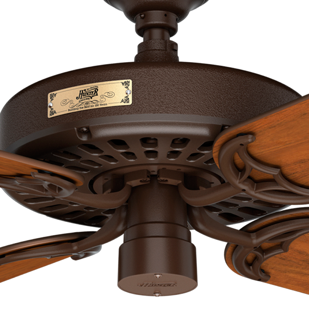 Hunter 52 inch Hunter Original Damp Rated Ceiling Fan and Pull Chain Ceiling Fan Hunter Chestnut Brown Cherry / Walnut 