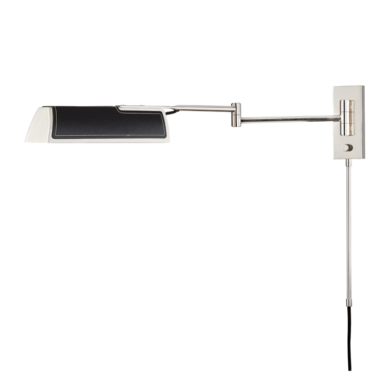 Hudson Valley 1 LIGHT SWING ARM WALL SCONCE W/ BLACK LEATHER 5331 Wall Light Fixtures Hudson Valley Black  