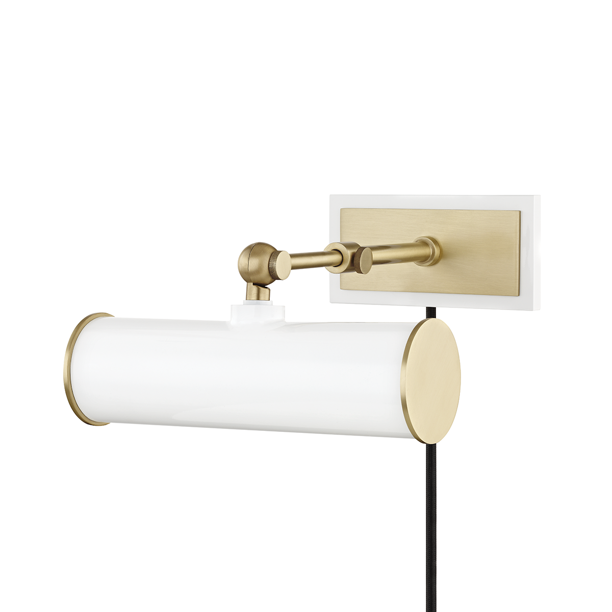 Hudson Valley Lighting Holly 1 Light Picture Light With Plug HL263201 Wall Light Fixtures Mitzi by Hudson Valley Lighting Aged Brass/Soft Off White  