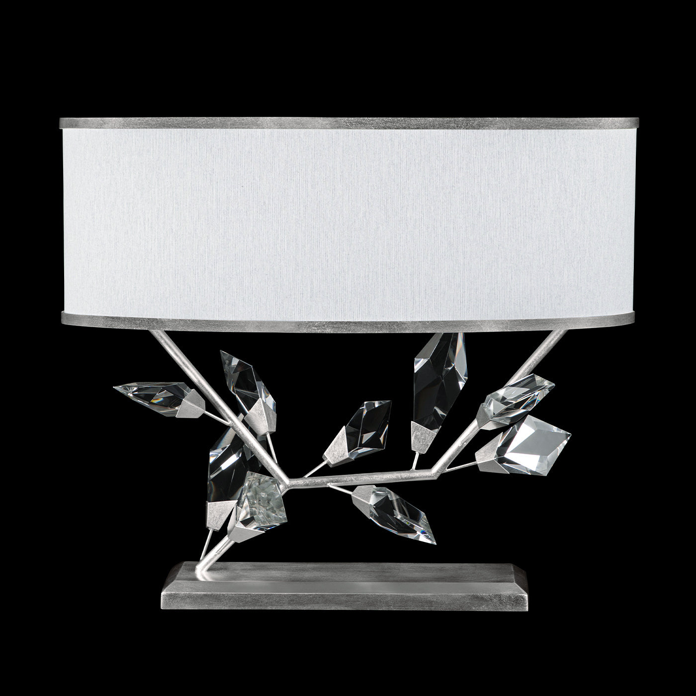 Fine Art Foret 21.5" Table Lamp Lamp Fine Art Handcrafted Lighting Silver with White Shade Left 