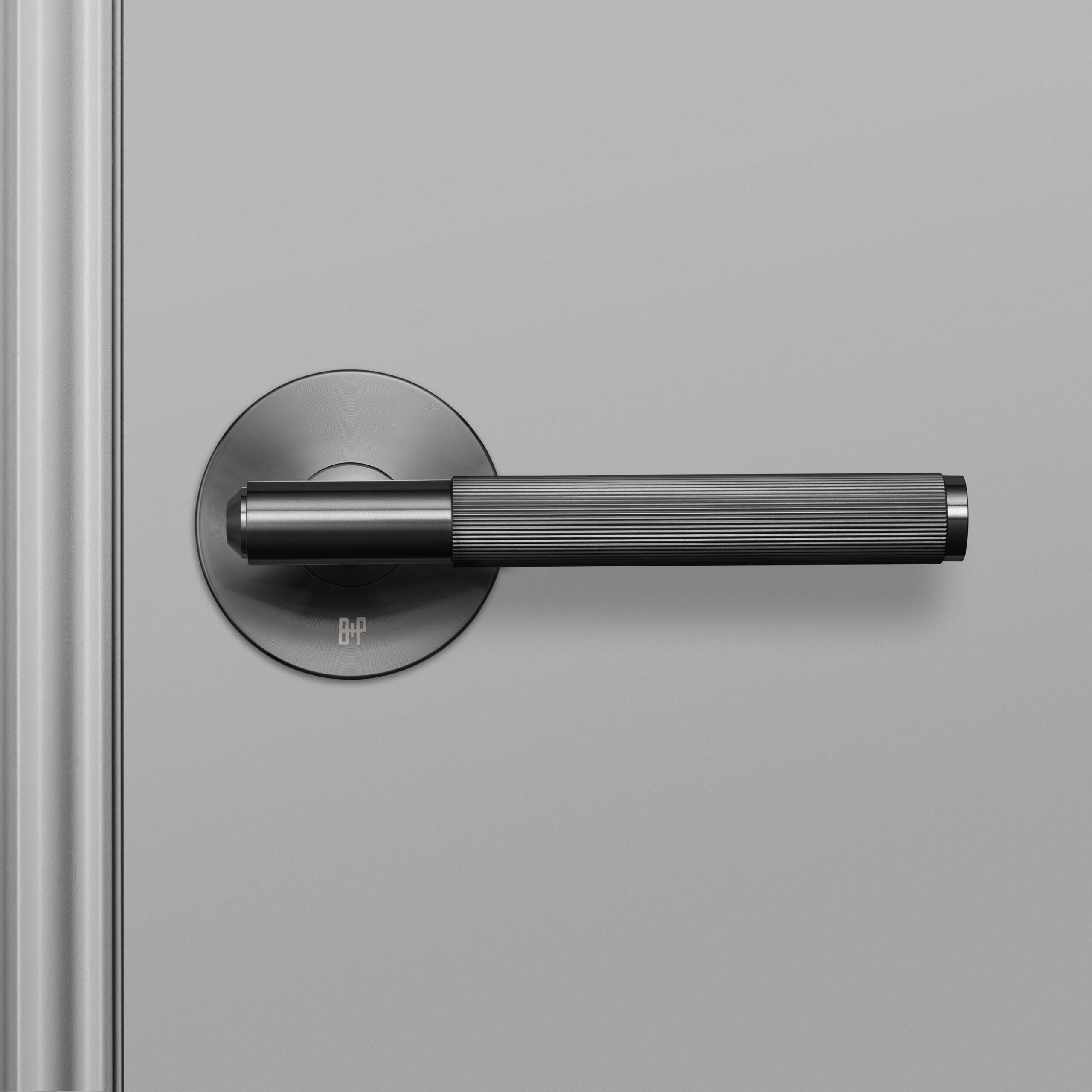 Buster + Punch Conventional Door Handle, Linear Design - PRIVACY TYPE Hardware Buster + Punch Gun Metal  