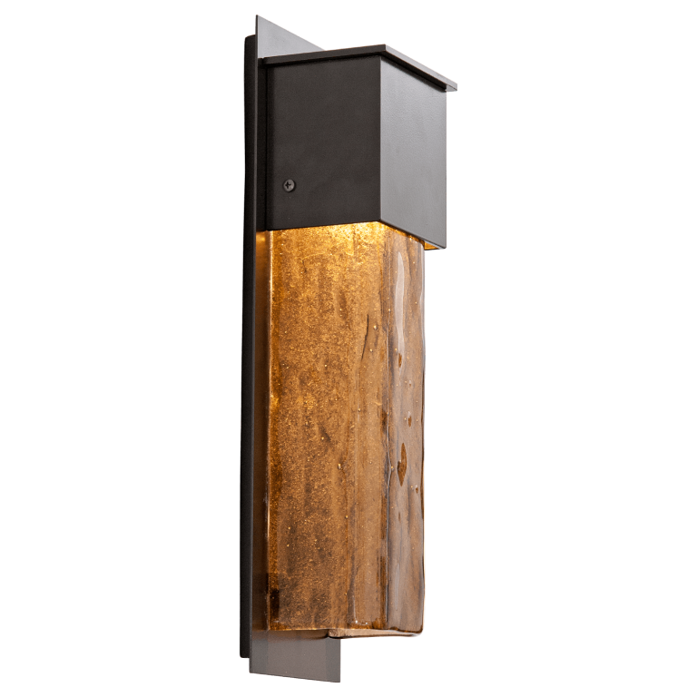 Hammerton Outdoor Short Square Cover Sconce with Glass Outdoor l Wall Hammerton Studio Argento Grey Granite Glass - Bronze 3000