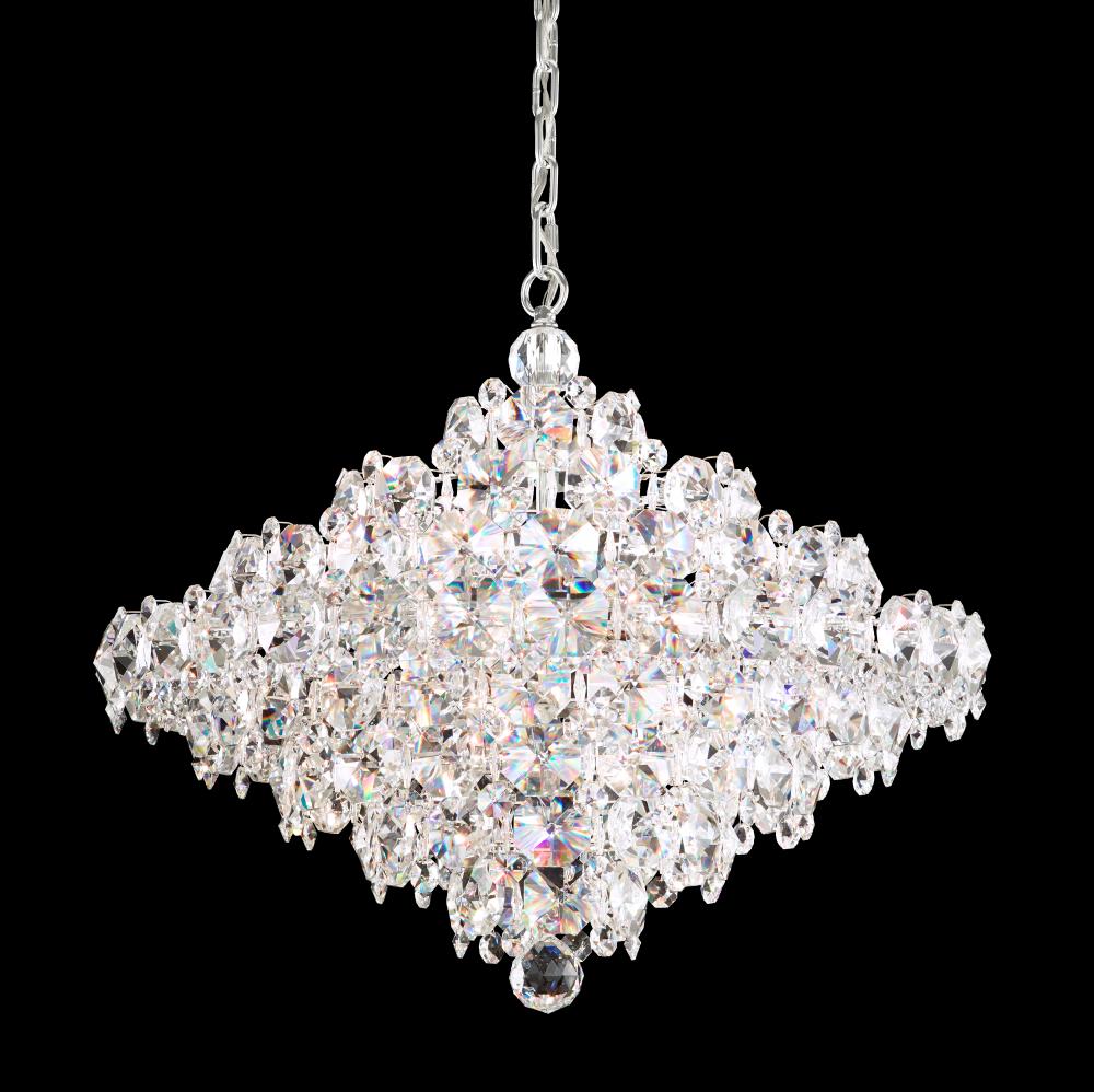 Schonbek Baronet 12 Light Pendant in Stainless Steel with Clear Crystals BN1024