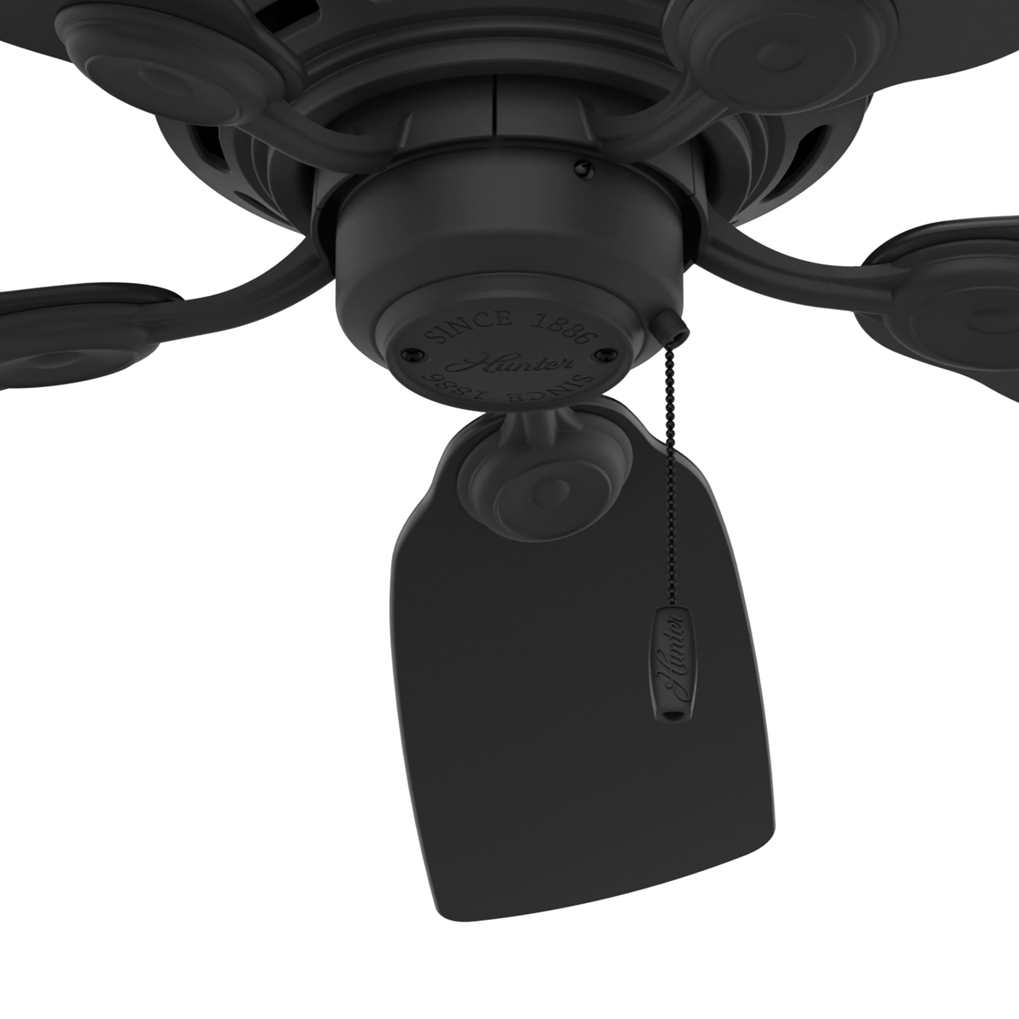 Hunter 42 inch Low Profile Ceiling Fan and Pull Chain Ceiling Fan Hunter Matte Black Matte Black / Greyed Walnut 