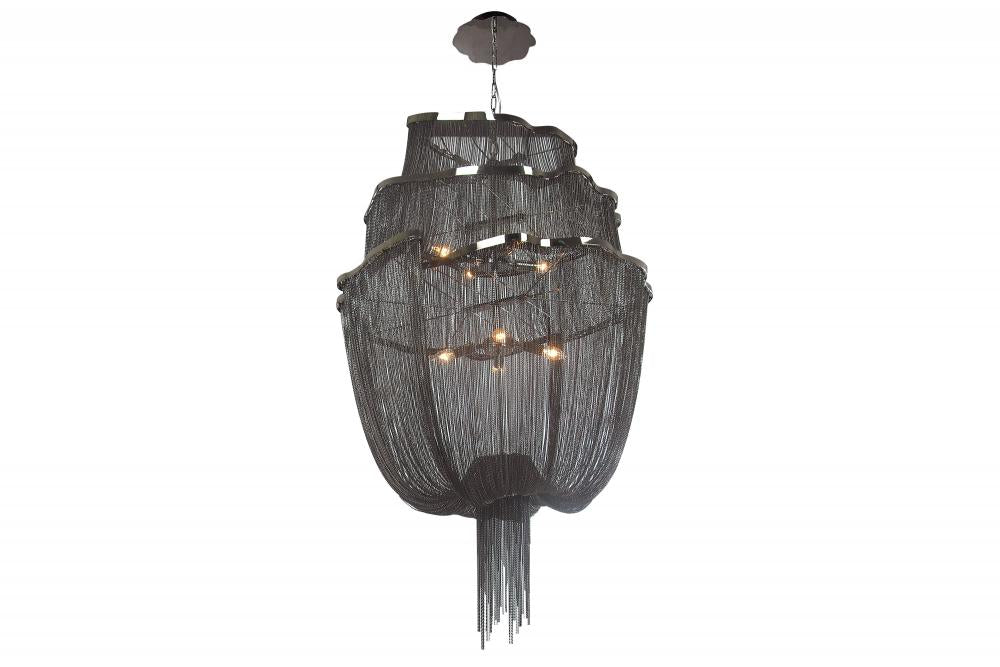 Avenue Lighting MULLHOLLAND DR. COLLECTION BLACK STEEL CHAIN HANGING FOYEAR FIXTURE HF1402 Chandeliers Avenue Lighting Black  