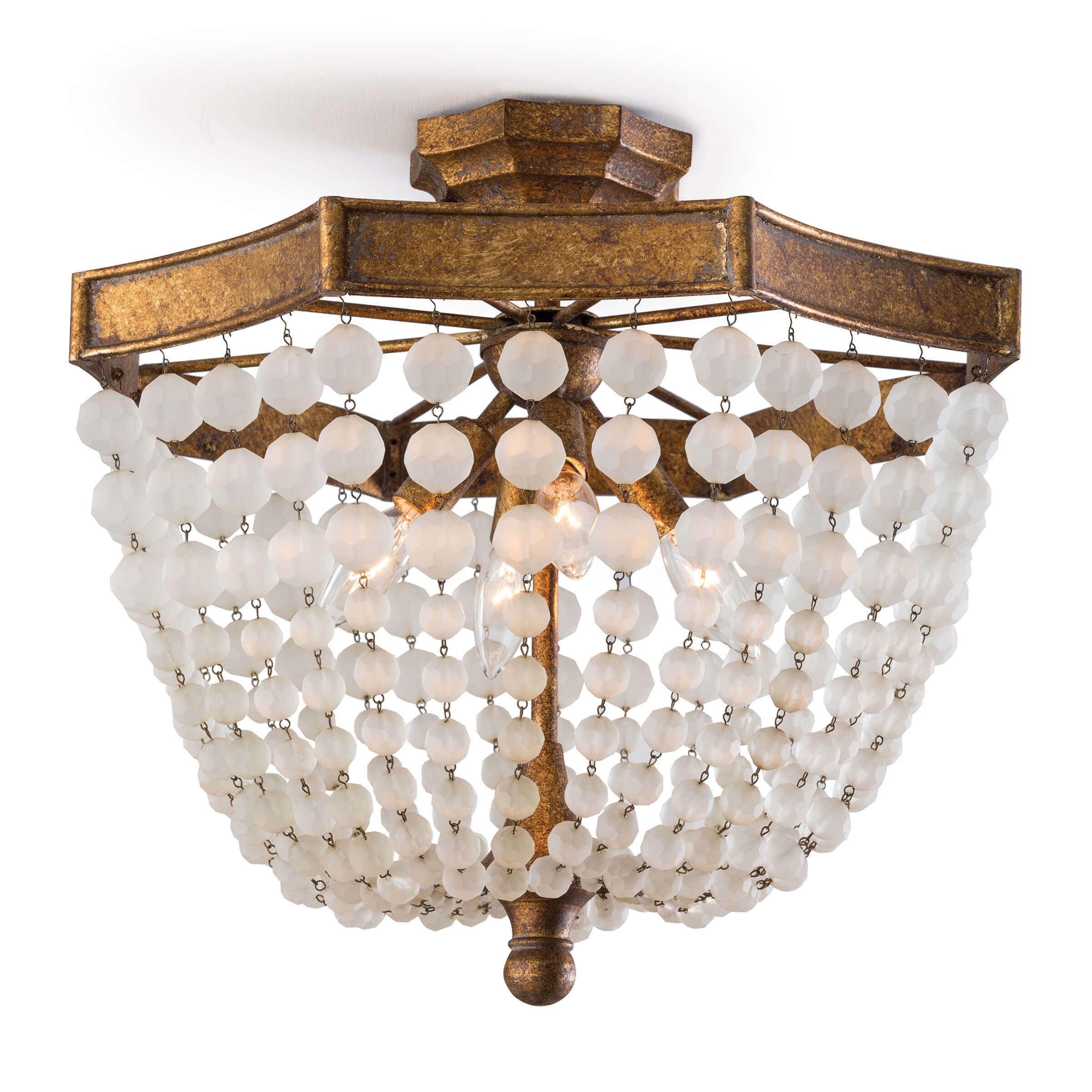 Regina Andrew  Frosted Crystal Bead Semi Flush Mount Flush Mount Ceiling Light Regina Andrew Antique Gold  