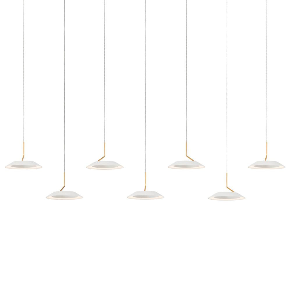 Koncept Inc Royyo Pendant (linear with 7 pendants), Matte White with Gold accent, Matte White Canopy RYP-L7-SW-MWG