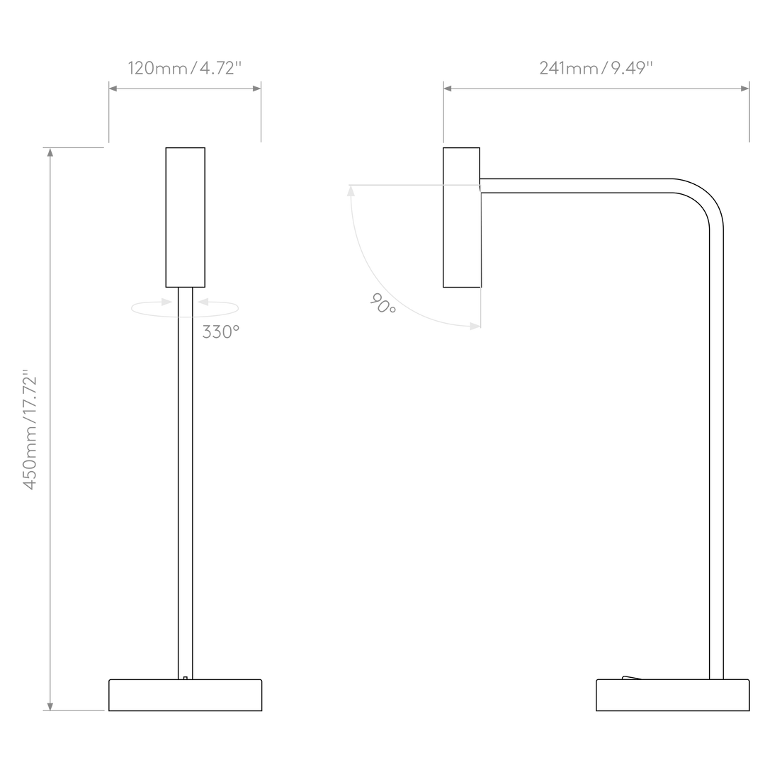 Astro Lighting Enna Desk LED dimension diagram