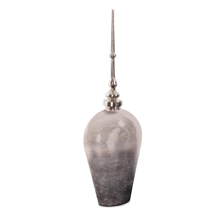 Howard Elliott Venetia Ebony Glass Bottle with Aluminium Spired Lid