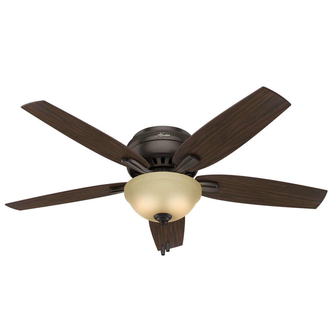 Hunter 52 inch Newsome Low Profile Ceiling Fan with LED Light Kit and Pull Chain Indoor Ceiling Fans Hunter