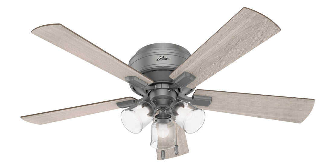 Hunter 52 inch Crestfield Low Profile Ceiling Fan with LED Light Kit and Pull Chain Indoor Ceiling Fans Hunter   