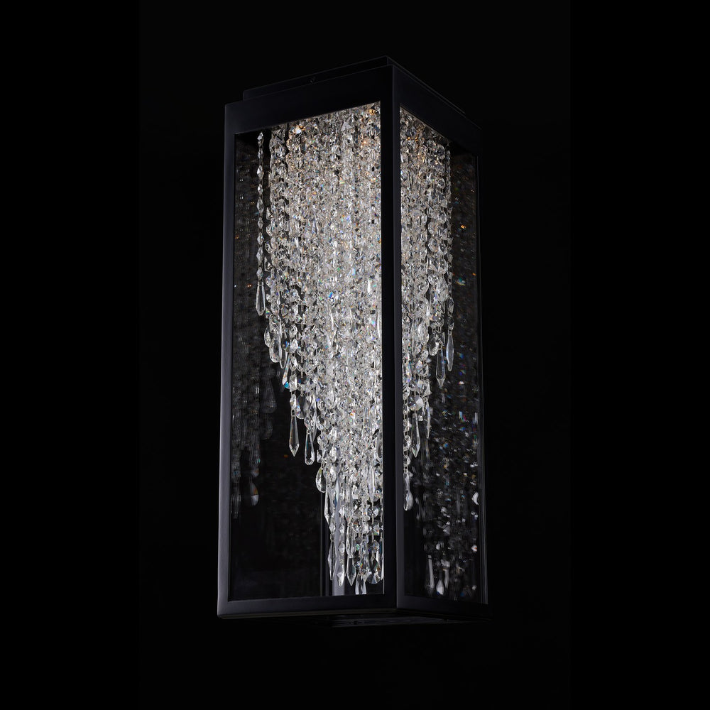 Allegri Crystal Tenuta Outdoor LED Tall Flush Mount — Matte Black