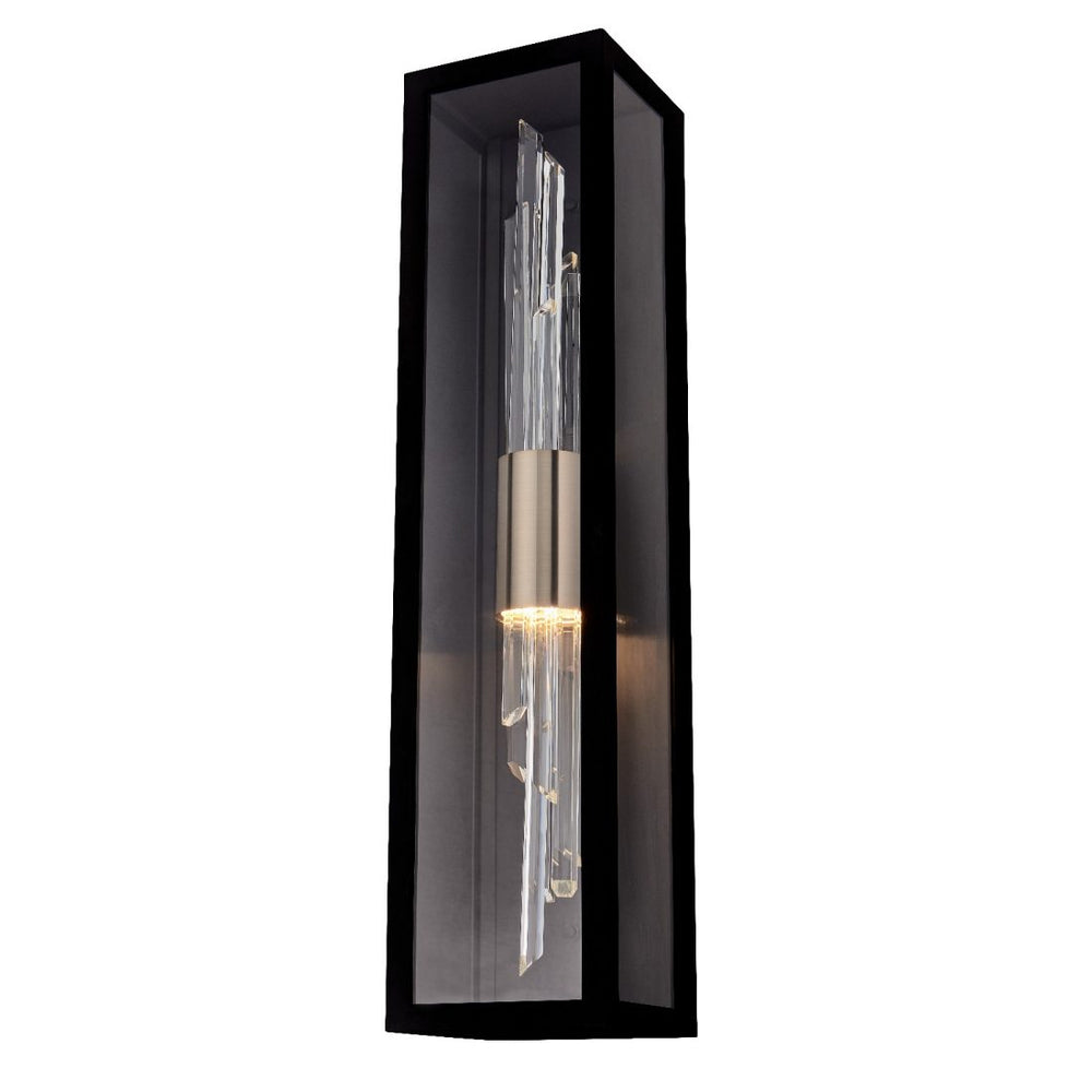 Allegri Crystal Lucca Esterno 30" Outdoor LED Wall Sconce — Matte Black / Champagne Gold