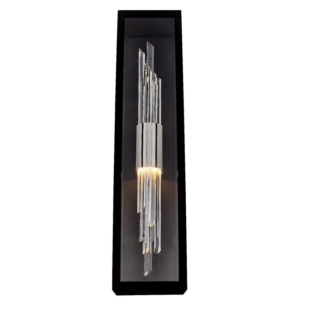 Allegri Crystal Lucca Esterno 30" Outdoor LED Wall Sconce — Matte Black / Chrome