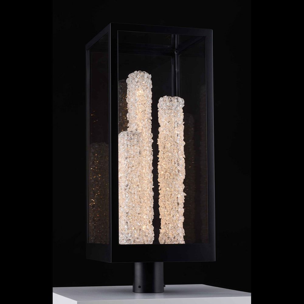 Allegri Crystal Lina Outdoor LED Post Mount — Matte Black