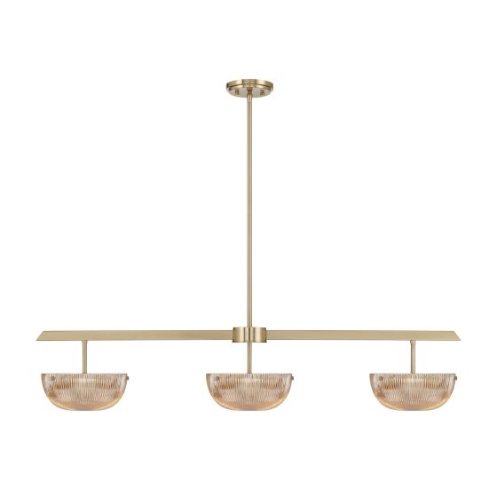 Savoy House Hubbard 3-Light LED Linear Chandelier in Noble Brass 1-1250-3-127