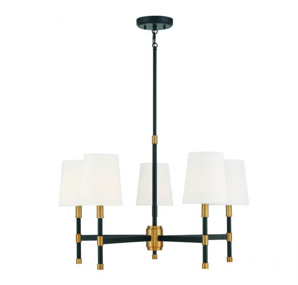 Essentials Brody Chandelier Chandeliers Essentials Matte Black with Warm Brass Accents 5 