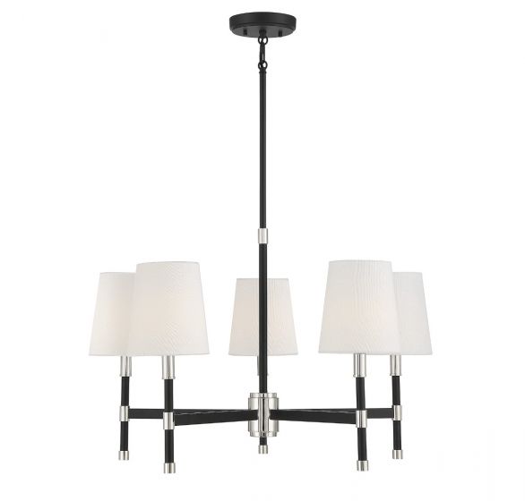 Essentials Brody Chandelier Chandeliers Essentials Matte Black with Polished Nickel Accents 5 