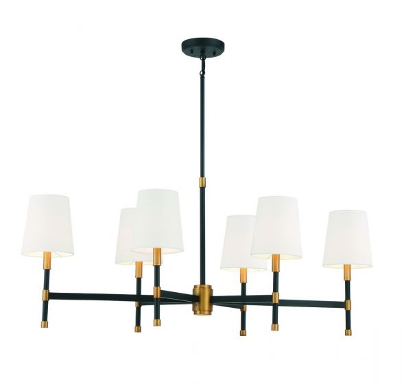 Essentials Brody Chandelier Chandeliers Essentials Matte Black with Warm Brass Accents 6 